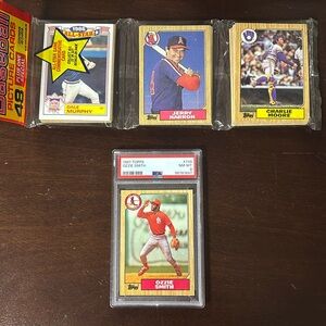 1987 Topps OZZIE SMITH HOF PSA 8 Slab + TOPPS 1987 Rack Pack with 49 CARDS